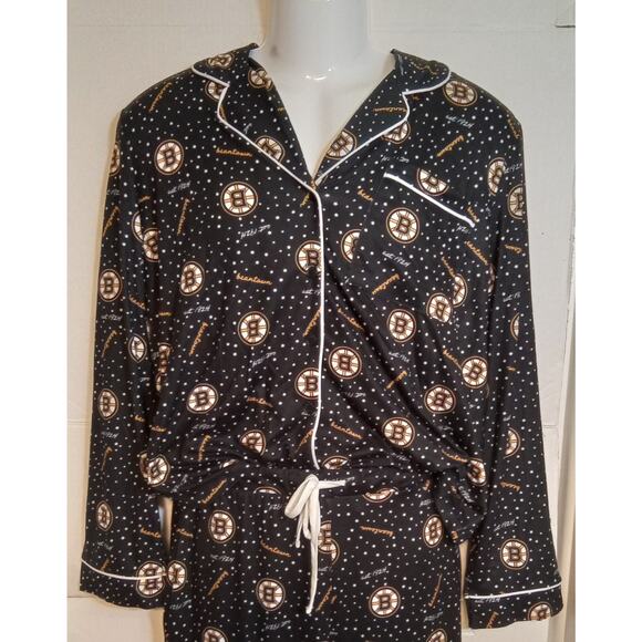 Boston Bruins Wear by Erin Andrews LS Shirt & Pant Sleep Set Women's XL - Picture 4 of 9